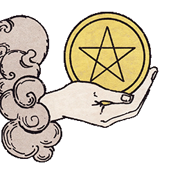 Floating Ace of Pentacles card