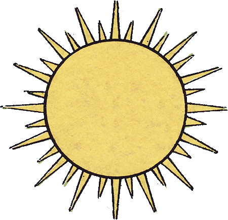 Rotating golden sun symbol